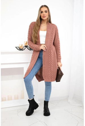 Kardigan Pudrowy Róż warkocz narzutka