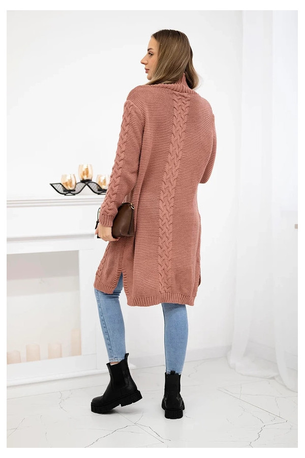 Kardigan Pudrowy Róż warkocz narzutka