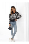 SWETEREK W ZEBERKĘ BIAŁO CZARNY JESIEŃ/ZIMA