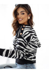 SWETEREK W ZEBERKĘ BIAŁO CZARNY JESIEŃ/ZIMA