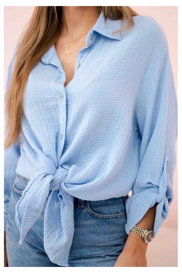 Koszula Muślinowa Bawełniana Błękit