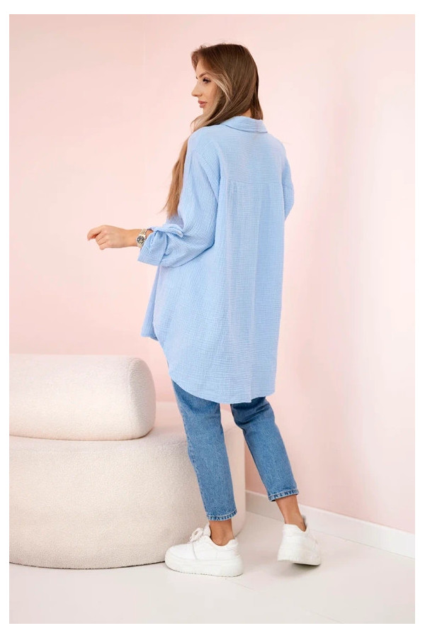 Koszula Muślinowa Bawełniana Błękit