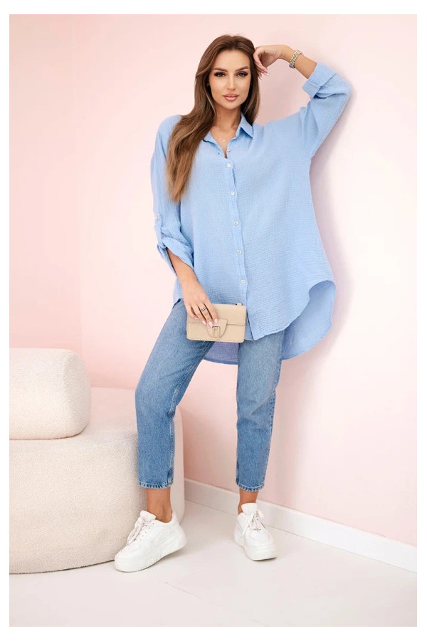 Koszula Muślinowa Bawełniana Błękit