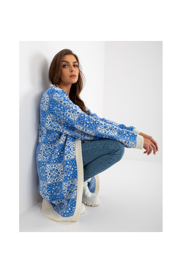 Niebieski Kardigan Wzory Jesień