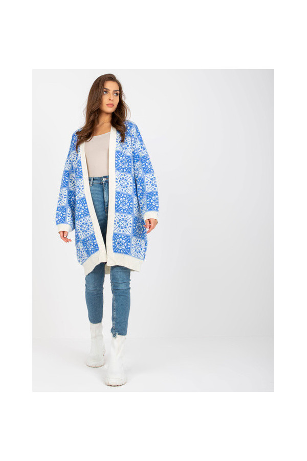 Niebieski Kardigan Wzory Jesień