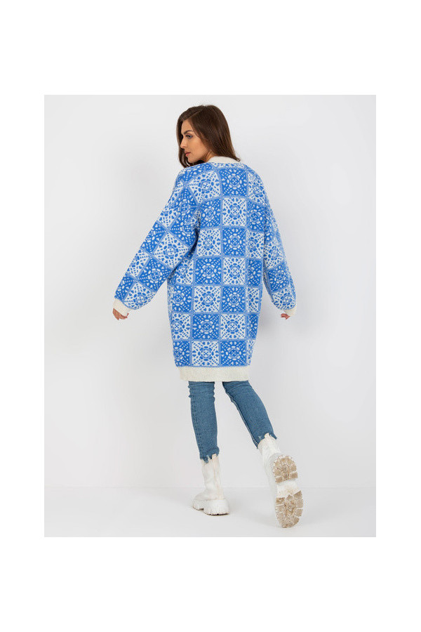 Niebieski Kardigan Wzory Jesień
